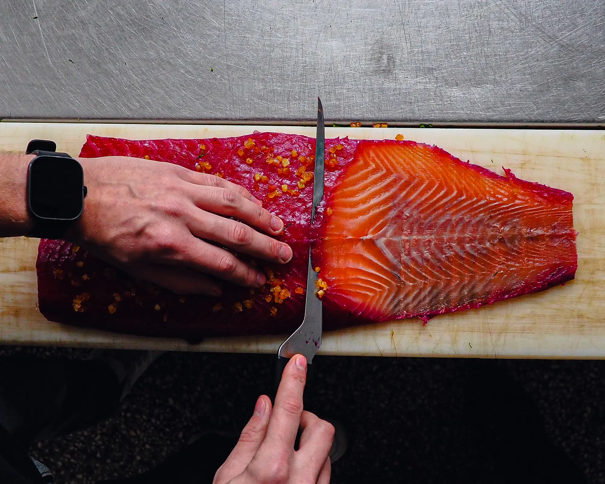 Gravlax w burakach z pomarańczą